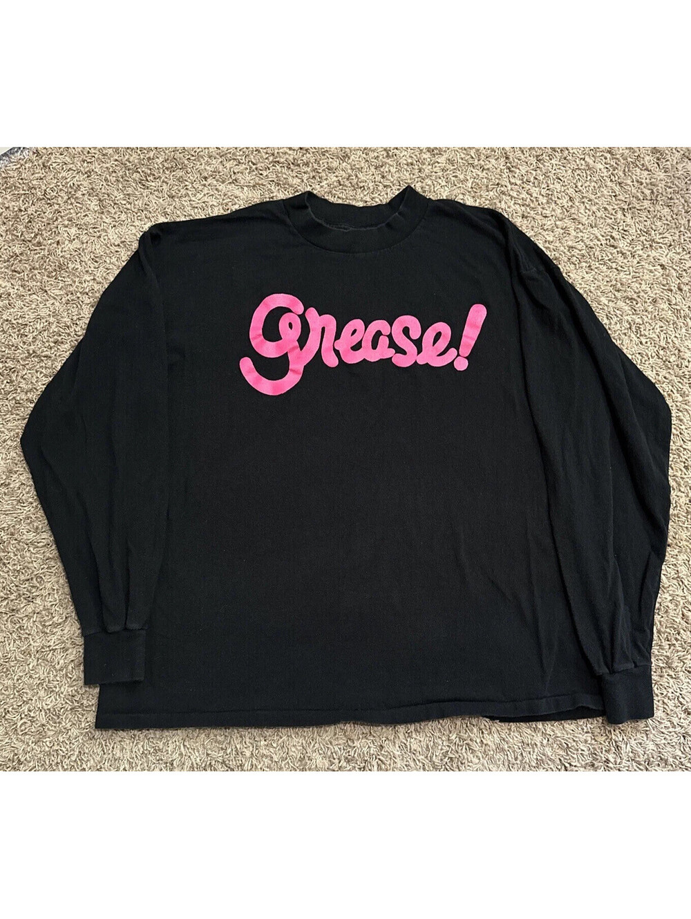 VINTAGE Grease Musical Play Shirt Size XL Mens Black Long Sleeve 90s